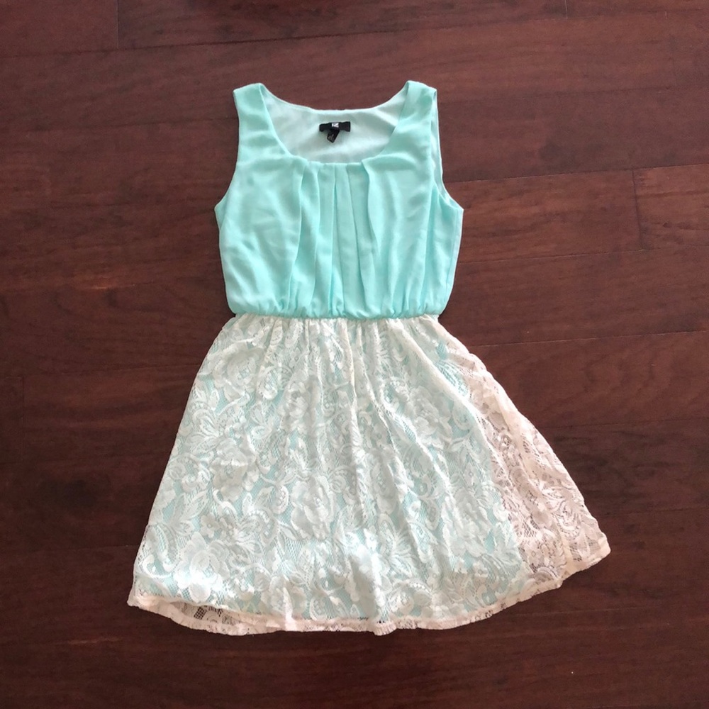 IZ Buyer teal dress w/ lace bottom size S